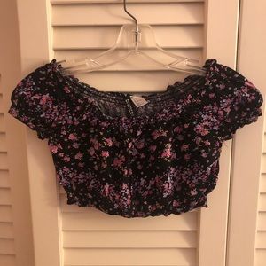 Divided floral crop top